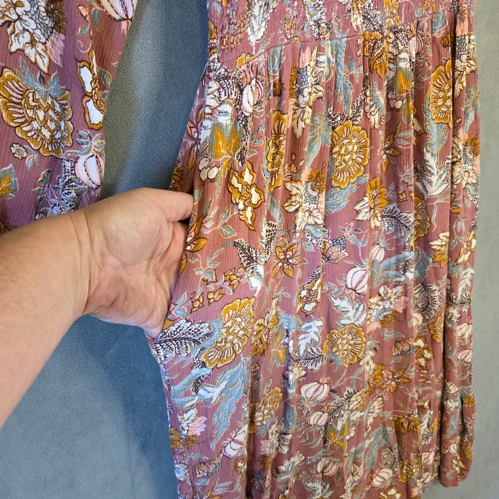 Knox Rose Smocked Midi Dress Women Size Medium Floral Boho Cottage Prairie